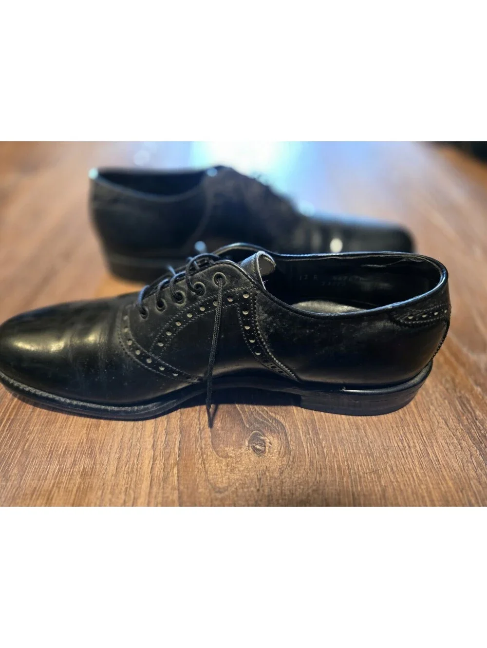 Vintage Footjoy FJ Mens Leather Oxford Dress Shoes Black Size 12 A 73973